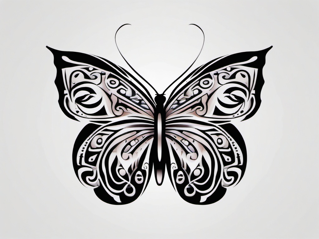 maori butterfly tattoo  simple color tattoo,minimalist,white background