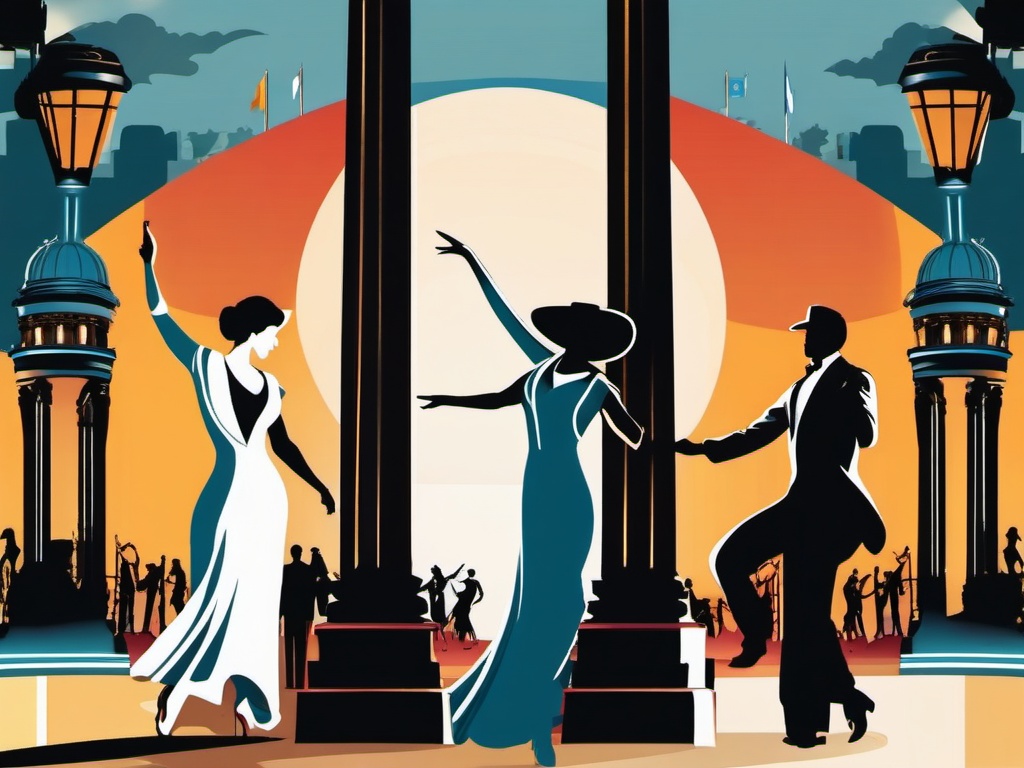 Buenos Aires clipart - Obelisco and Tango dancers in Argentina,  color vector clipart