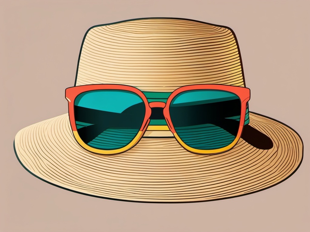 Sunglasses and Sun Hat clipart - Summer accessories, ,vector color clipart,minimal