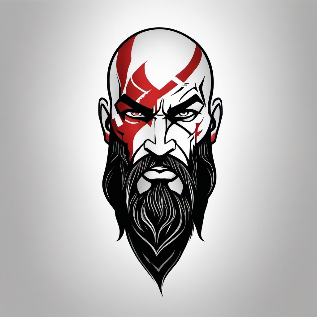 Greek God Kratos Tattoo - A tattoo featuring Kratos with Greek god symbolism.  simple color tattoo design,white background