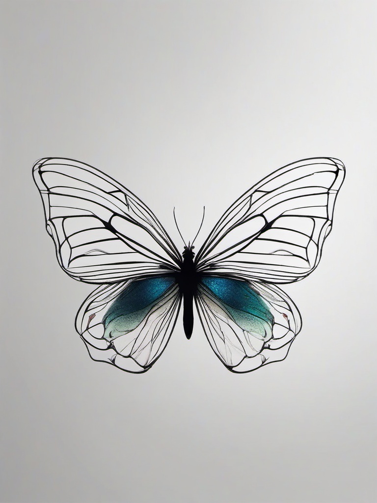 metamorphosis butterfly tattoo  simple color tattoo, minimal, white background