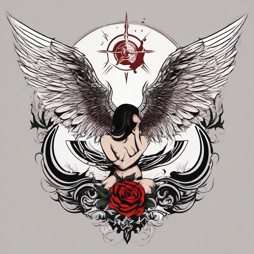 angel & demon tattoo  simple vector color tattoo