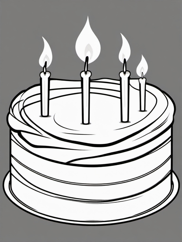 Birthday Candles with Bright Flames Coloring Pages - Candles Glowing Brightly on the Cake  minimal black outline printable sheet, coloring page