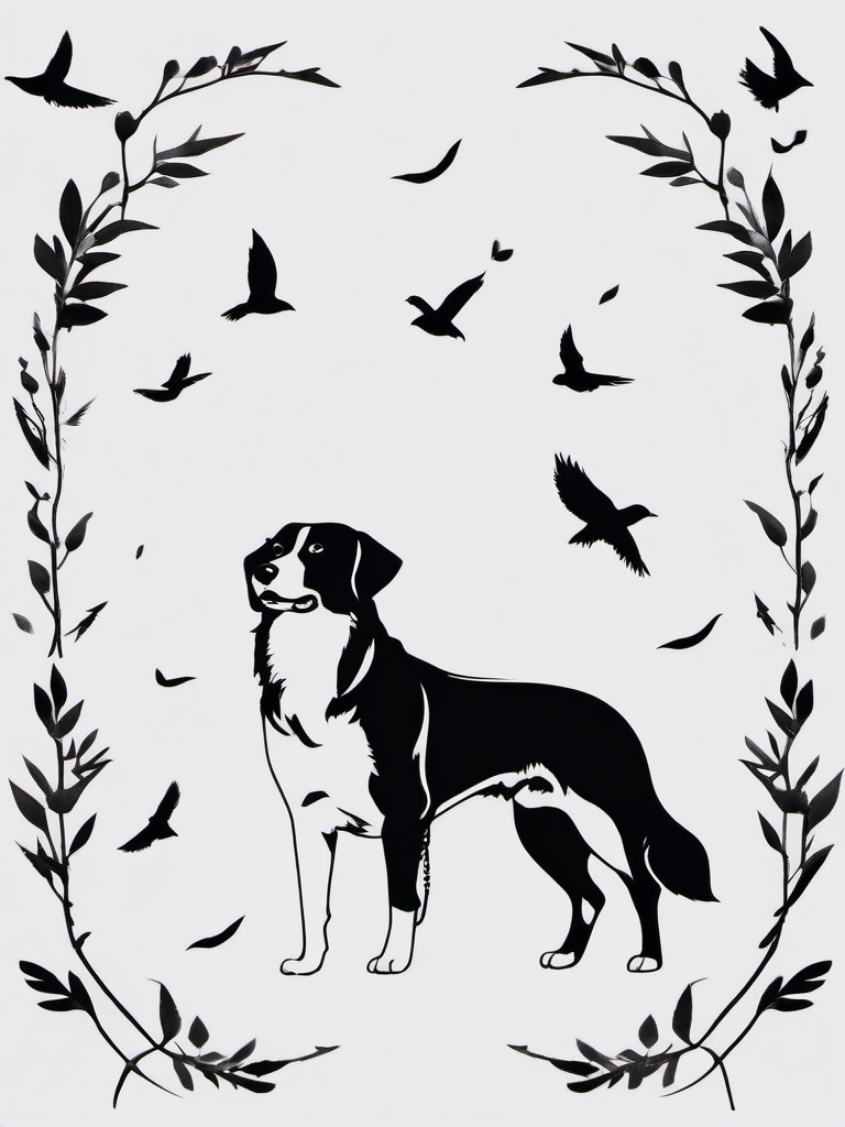 dog hunting tattoos  simple color tattoo,minimal,white background