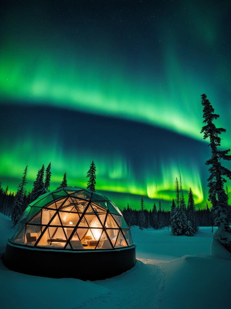 sleep under the northern lights in transparent igloos at glass igloo village. 