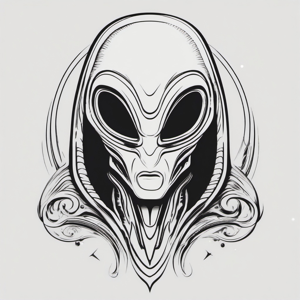 Basic Alien Tattoo - Keep it simple and classic with a basic yet iconic alien tattoo.  simple color tattoo,vector style,white background