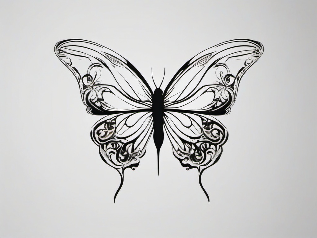 butterfly cross tattoo designs  simple color tattoo, minimal, white background