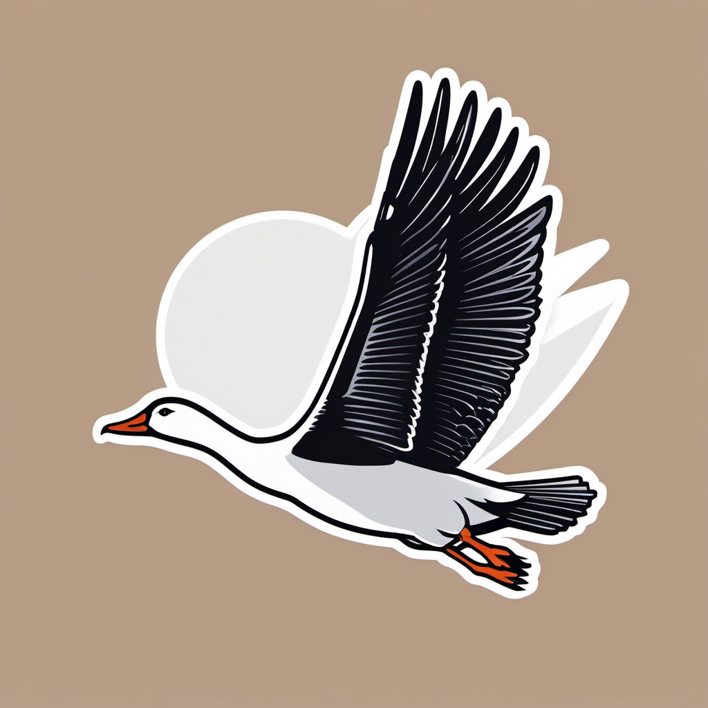 Snow Goose Sticker - A snow goose in flight with distinctive black wingtips, ,vector color sticker art,minimal