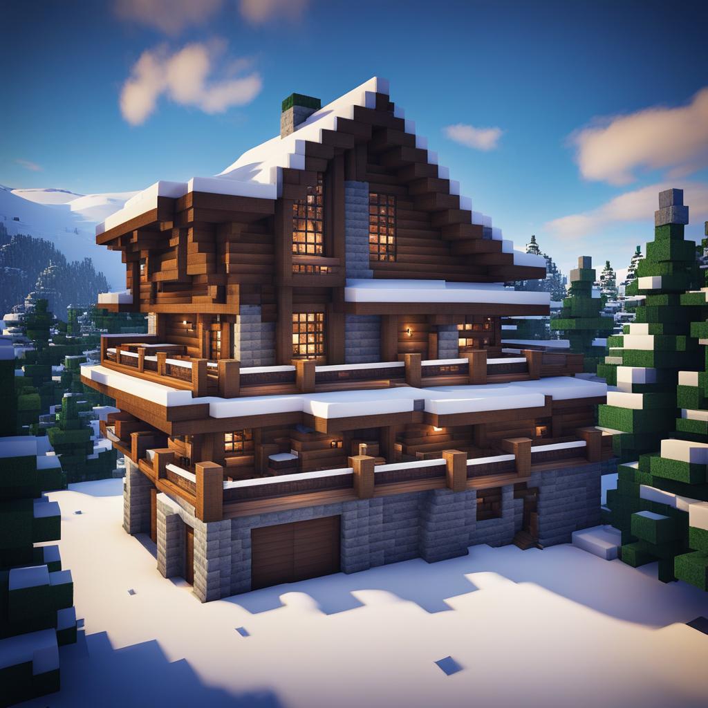 mountain retreat perched high on snowy peaks - minecraft house design ideas minecraft block style