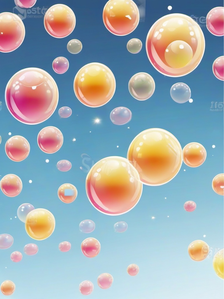 Soap bubbles floating in the air clipart.  vector style illustration, white background