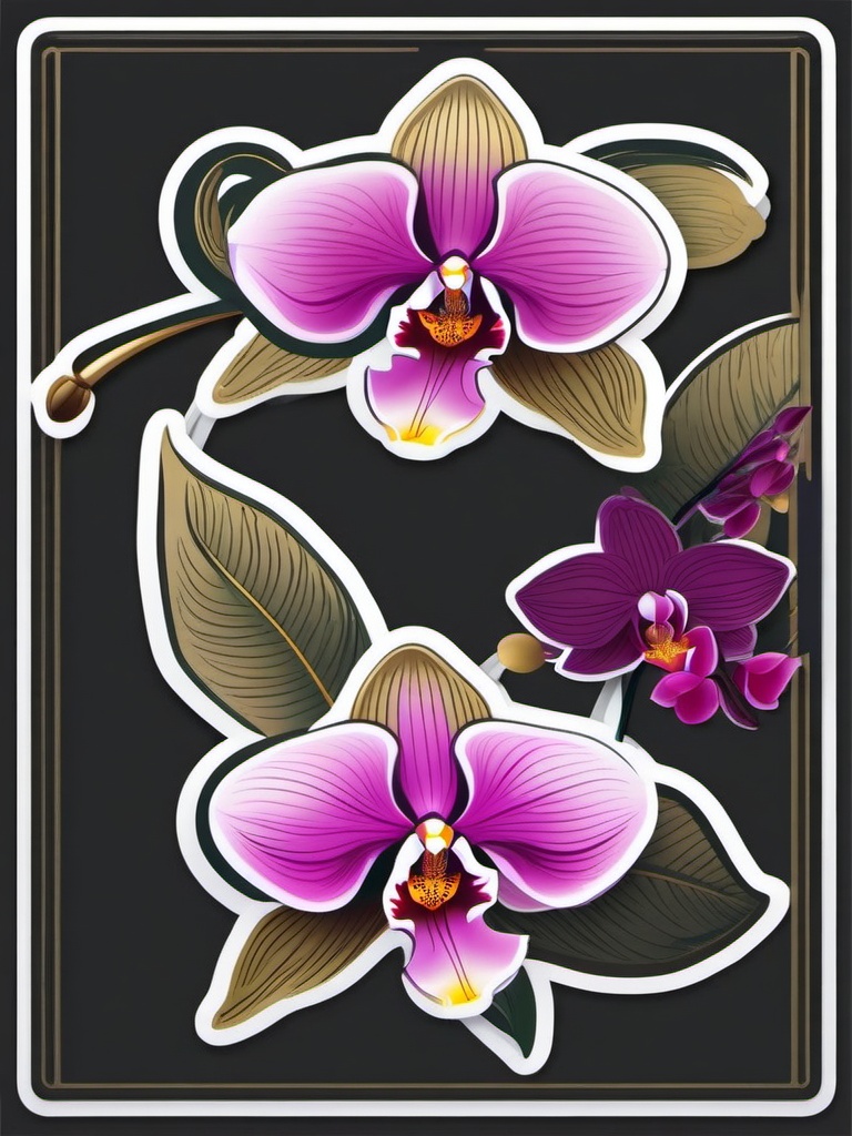 Orchid Sticker - Delight in the exotic and graceful allure of an intricate orchid sticker, , sticker vector art, minimalist design