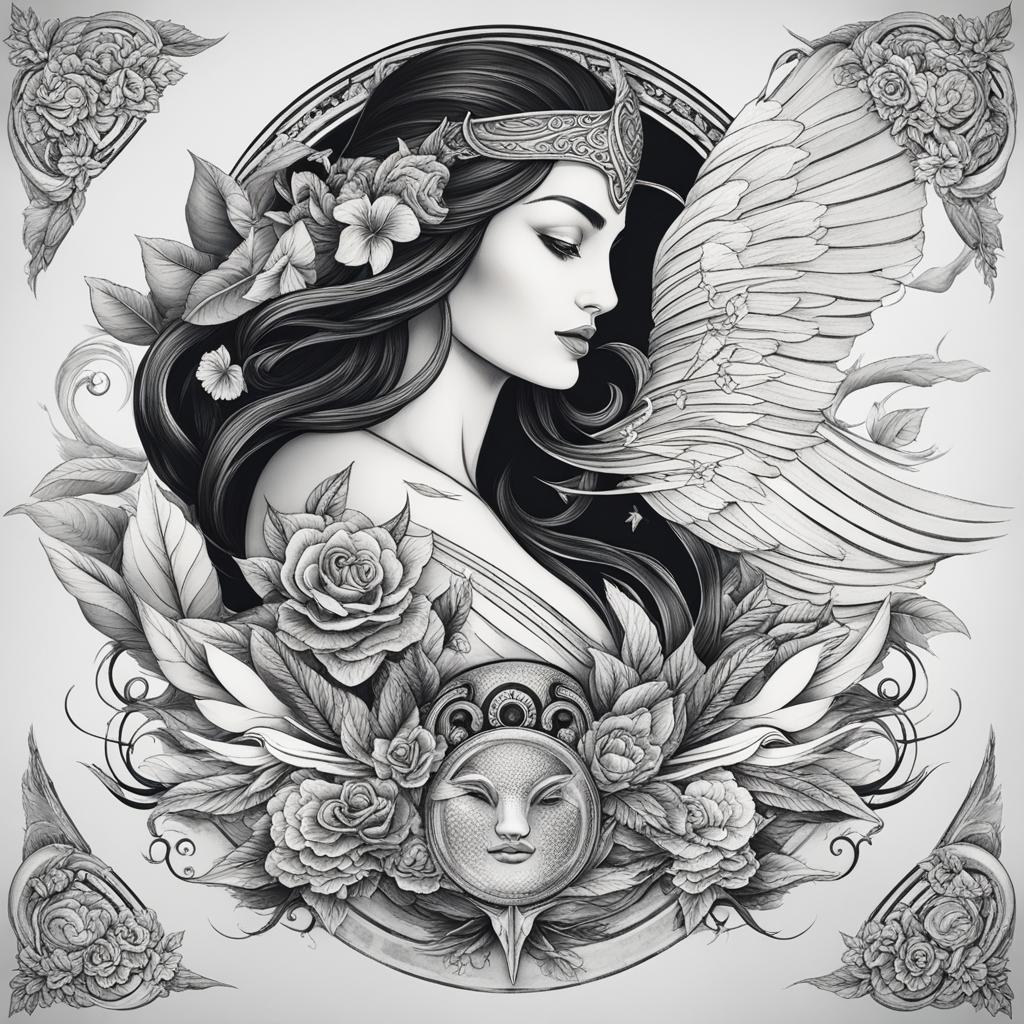 mythology and legends - create a tattoo inspired by myths and legends from different cultures. 