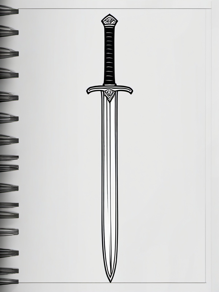 sketch of a sword  minimal rough sketch scribbles,doodles,black and white