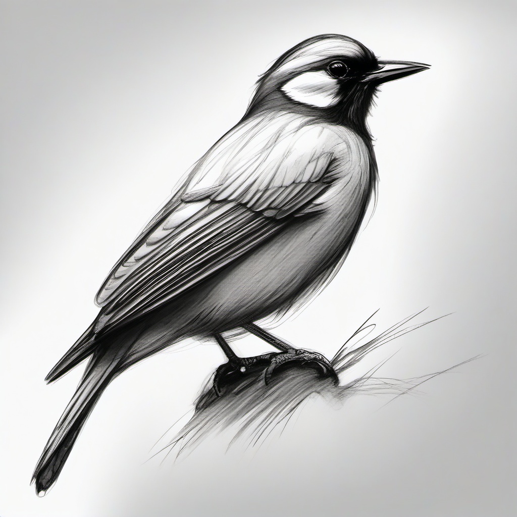 pencil sketch of a bird  minimal rough sketch scribbles,doodles,black and white