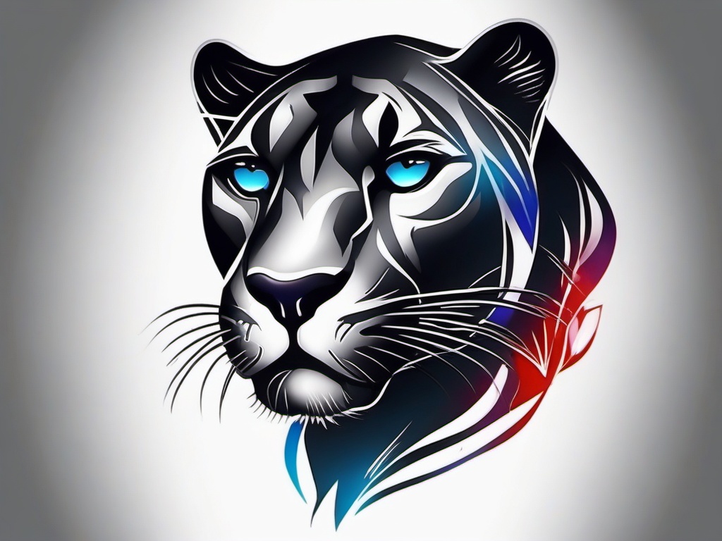 Panther tattoo, Panther tattoo, a sleek symbol of courage and stealth. , tattoo color art, clean white background