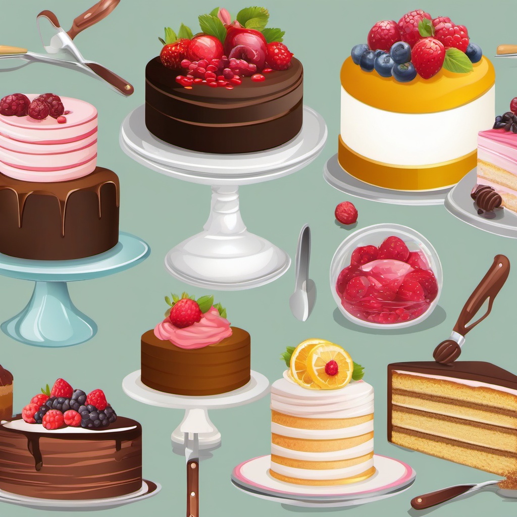 Cake clipart - cake decorating tools and ingredients  