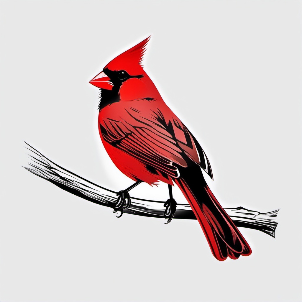 Cardinal Bird Tattoo - Red cardinal tattoo  minimalist tattoo design, white background