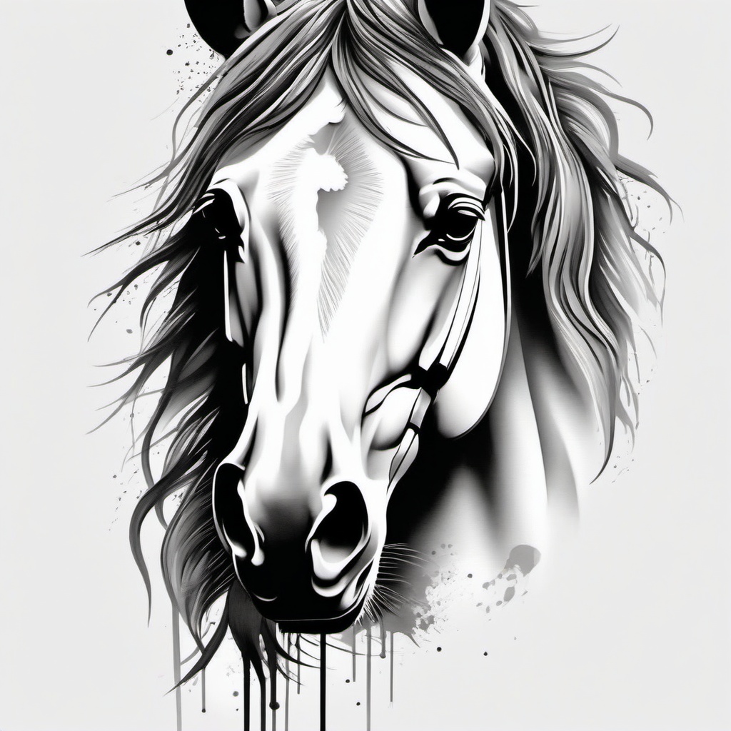 horse ink tattoo  simple tattoo,minimalist,white background