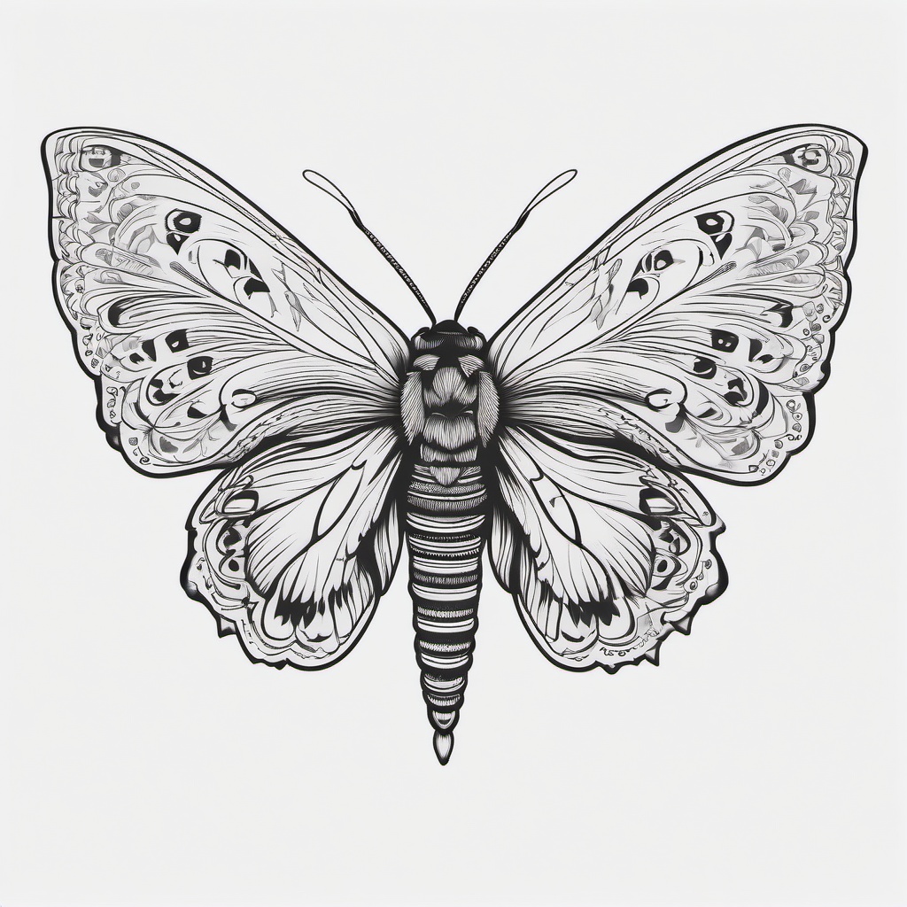 Gypsy Moth Tattoo - Tattoo featuring a gypsy moth.  simple vector tattoo,minimalist,white background