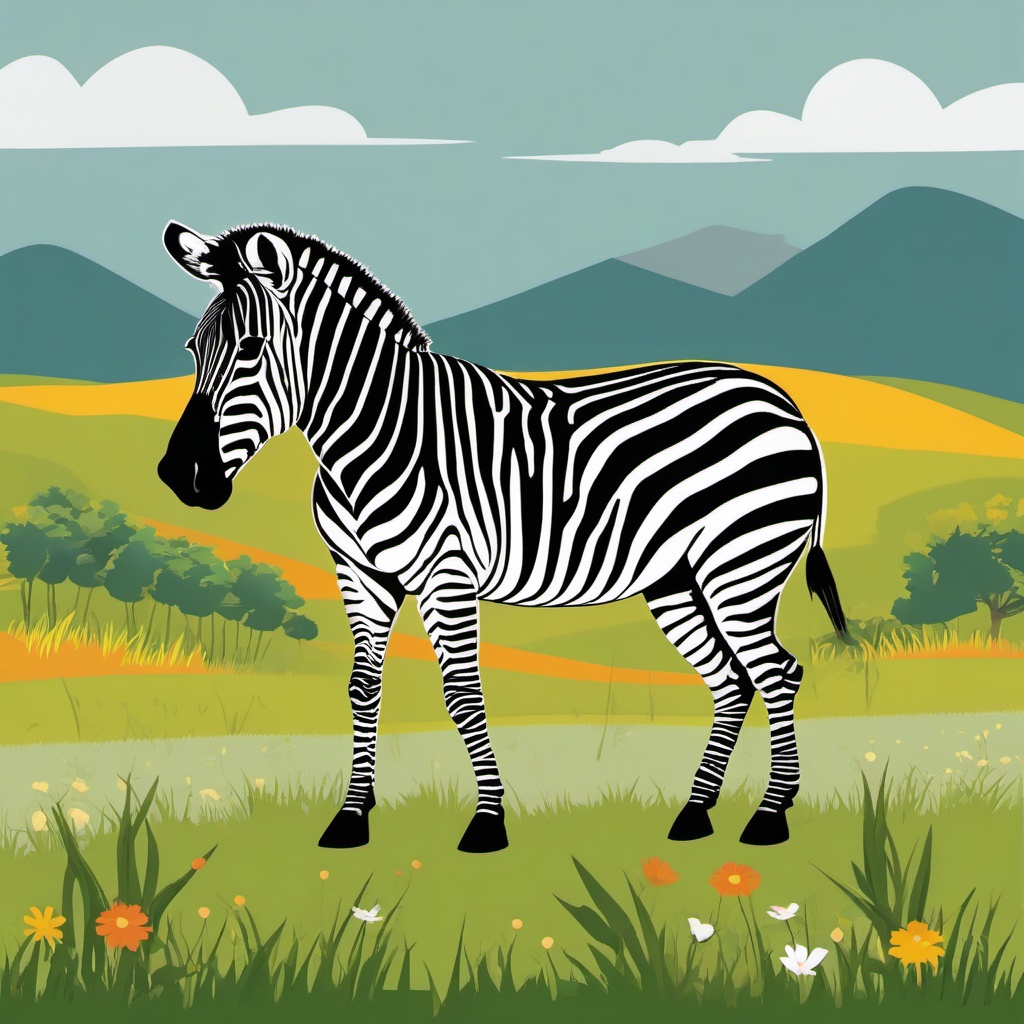 Zebra clipart - Striped herbivore roaming the grasslands, ,color clipart vector style