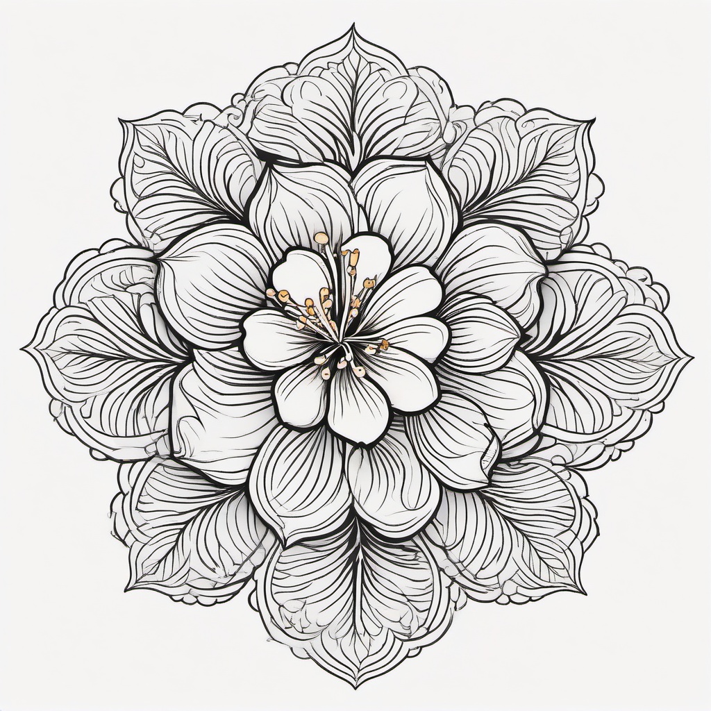 Hibiscus Mandala Tattoo - Floral design symbolizing harmony and beauty  minimal tattoo design,white background