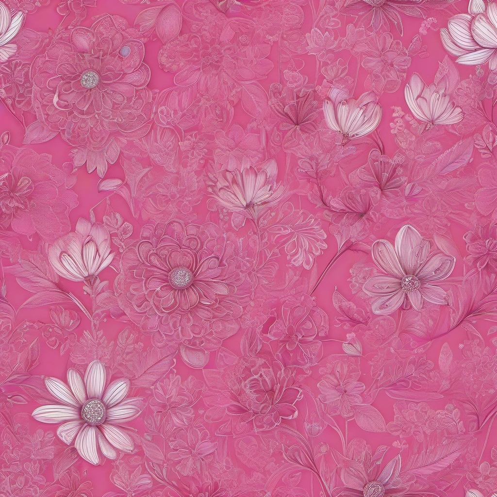 Enchanted Flowering Meadow Pink Background intricate details, patterns, wallpaper photo