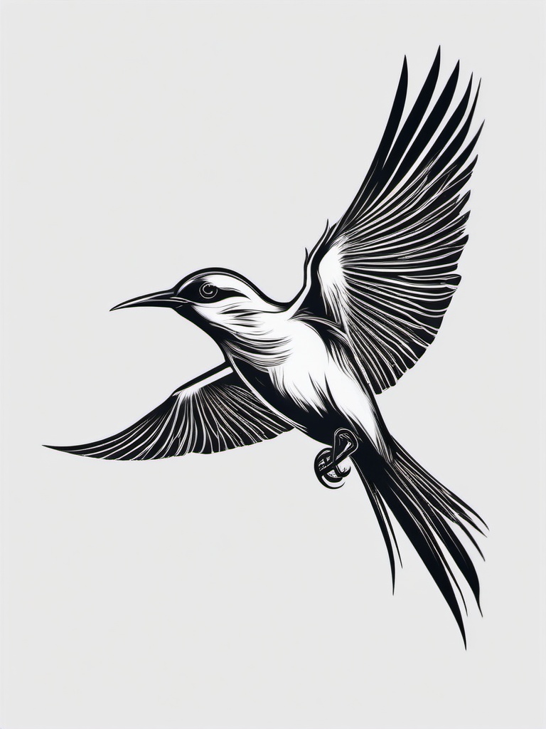 Bird Tattoo - Bird tattoo in black ink  minimal tattoo design, white background