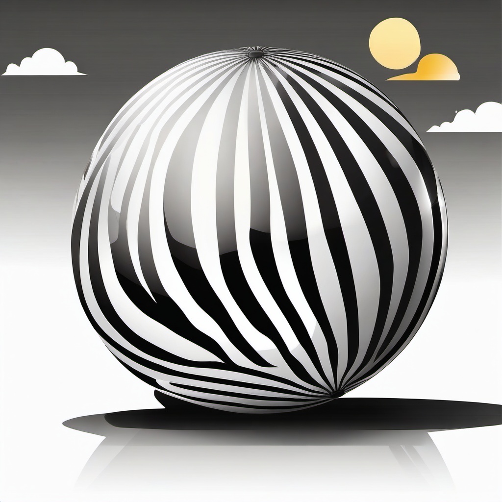 Striped beach ball in the sun clipart.  vector style illustration, white background