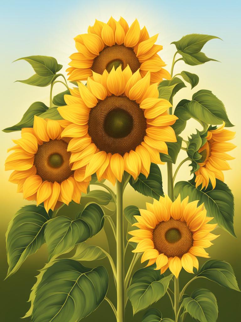 sunflower clipart,stretching toward the golden sun 