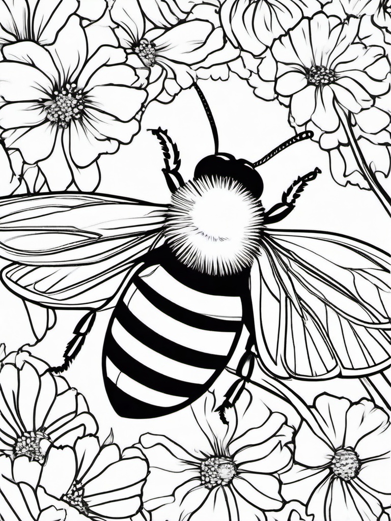 Bumblebee Coloring Pages - Bee sleeping inside a flower at night  simple coloring pages