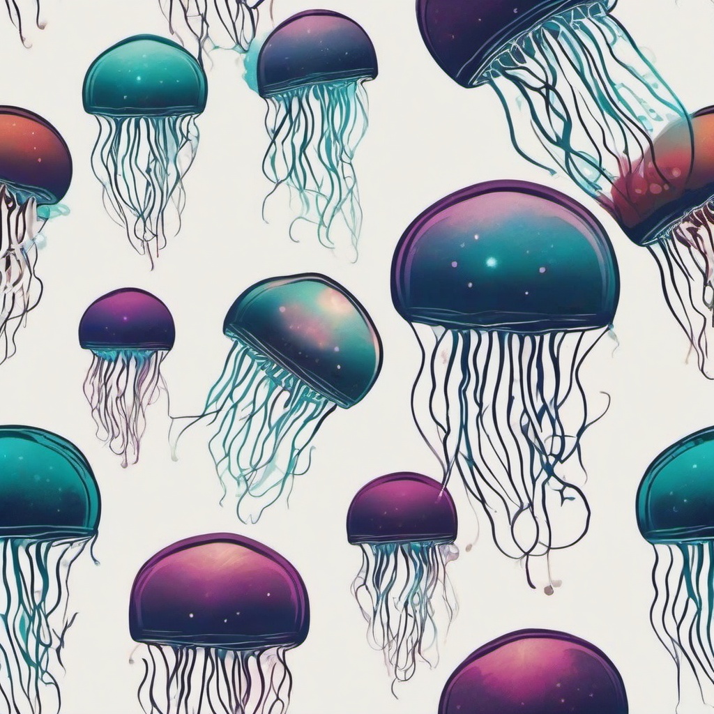 Cool Jellyfish Tattoo - Infuse a cool and trendy vibe into your jellyfish ink.  minimalist color tattoo, vector