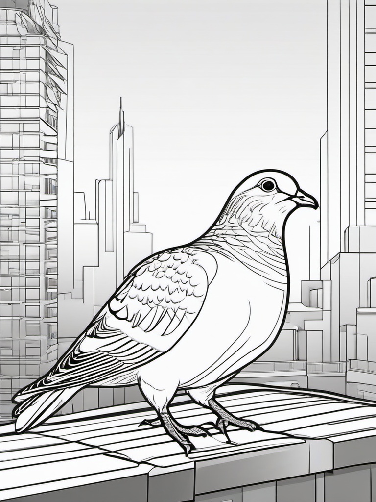 Pigeon Coloring Pages - Common Urban Bird  minimal black outline printable sheet, coloring page