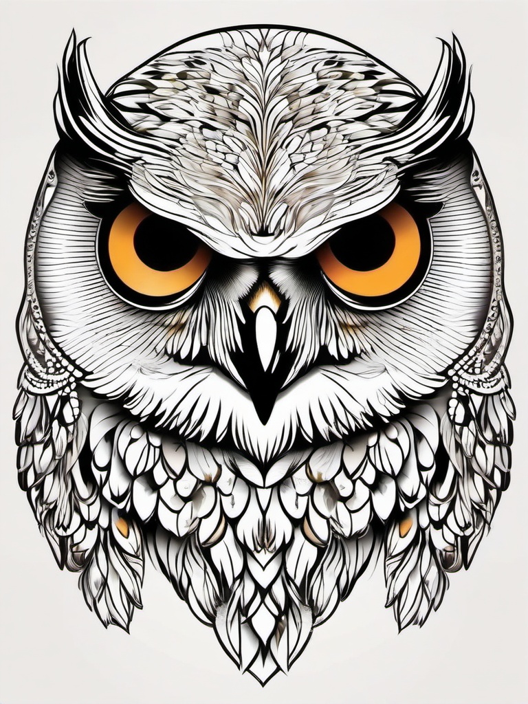 Snowy Owl Tattoo - Embrace the elegance of snowy owls in a captivating tattoo design.  simple color tattoo,vector style,white background