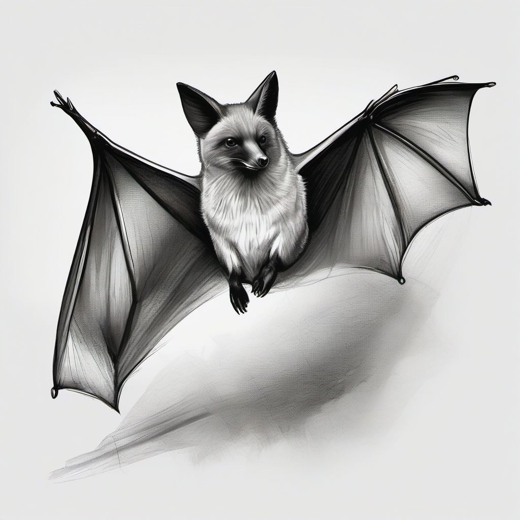 drawing of an Australian flying fox  minimal rough sketch scribbles,doodles,black and white