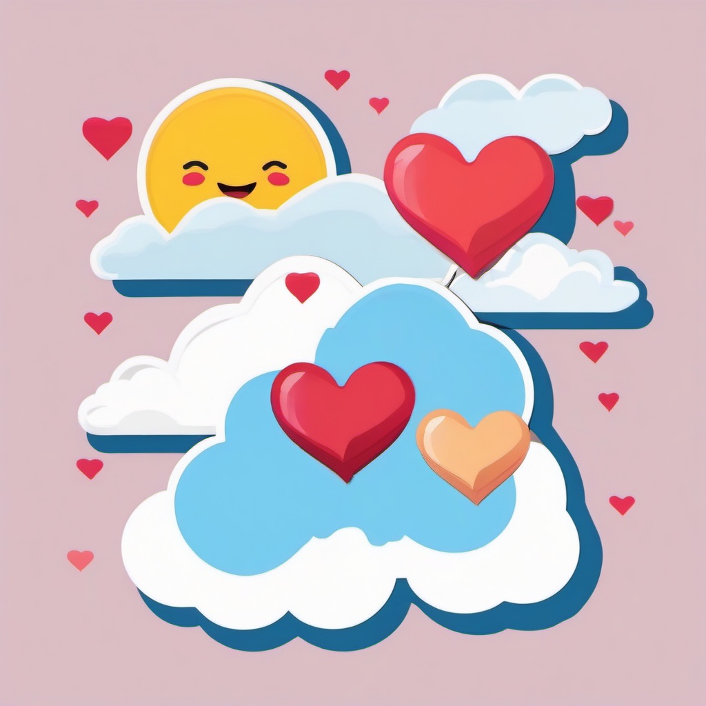 Love Confession in the Clouds Emoji Sticker - Written in the sky of love, , sticker vector art, minimalist design