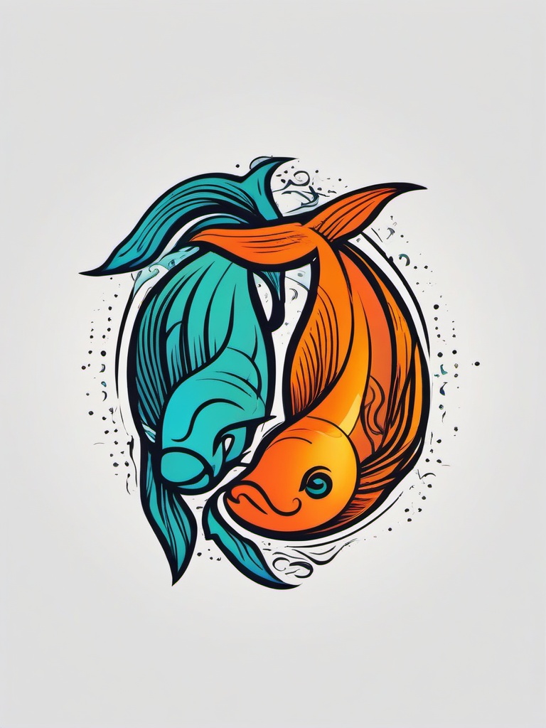 pisces tattoo minimal  simple vector color tattoo