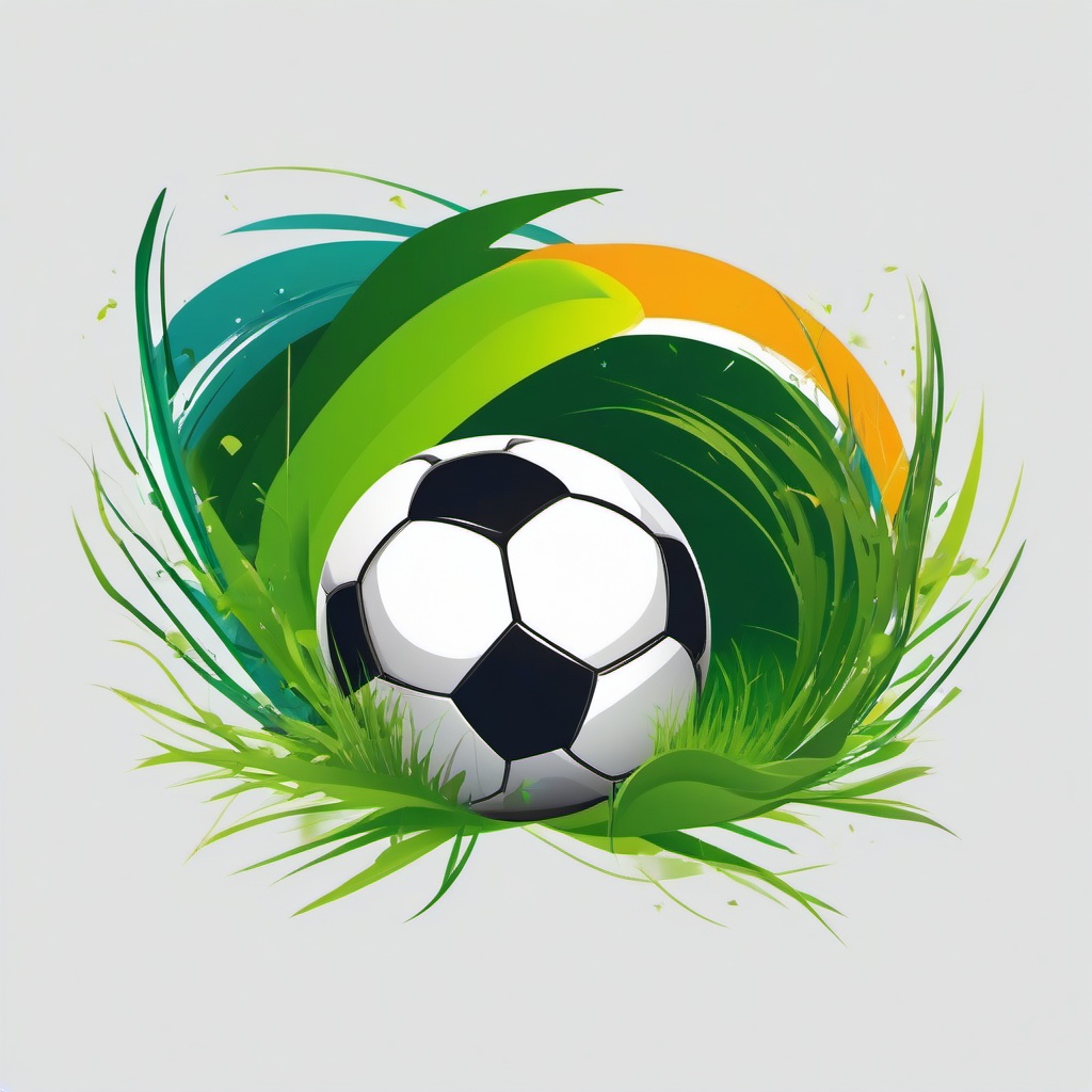 Soccer clipart - soccer ball with grass flying around  color,minimalist,vector clipart