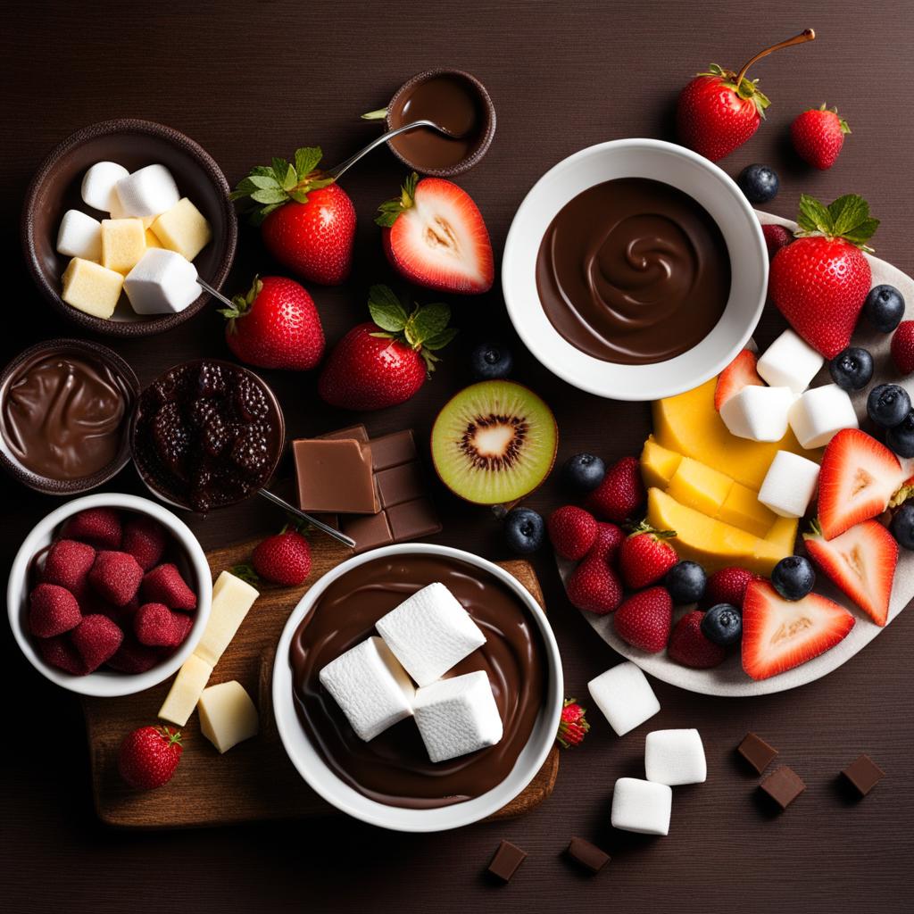 chocolate fondue, melted chocolate for dipping fruit, marshmallows, and more. 