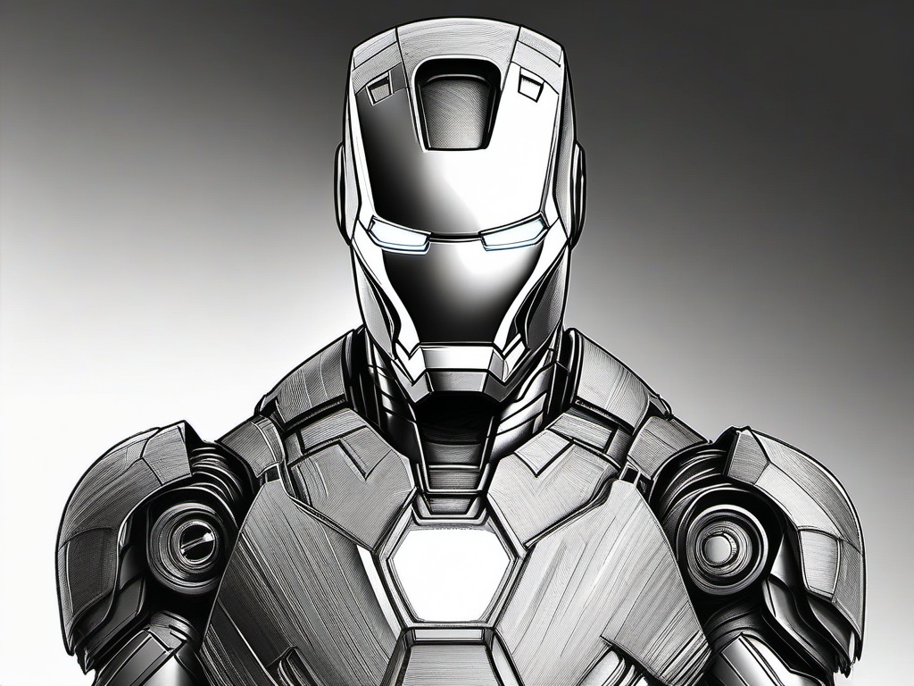 pencil drawing of iron man  minimal rough sketch scribbles,doodles,black and white