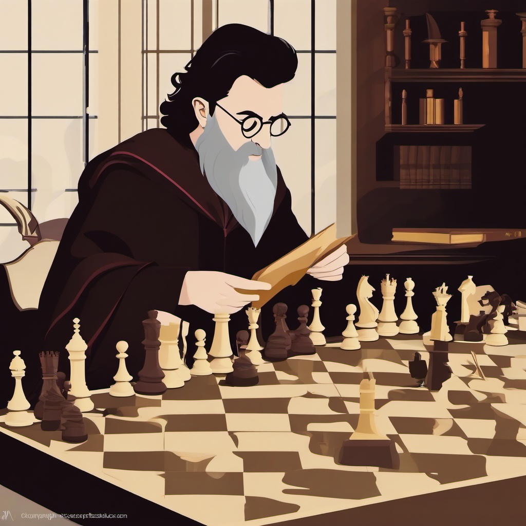 Harry Potter clipart - a wizard chess game in progress  color,minimalist,vector clipart