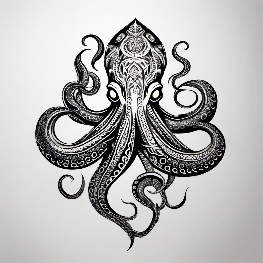 maori octopus tattoo  simple color tattoo,minimalist,white background