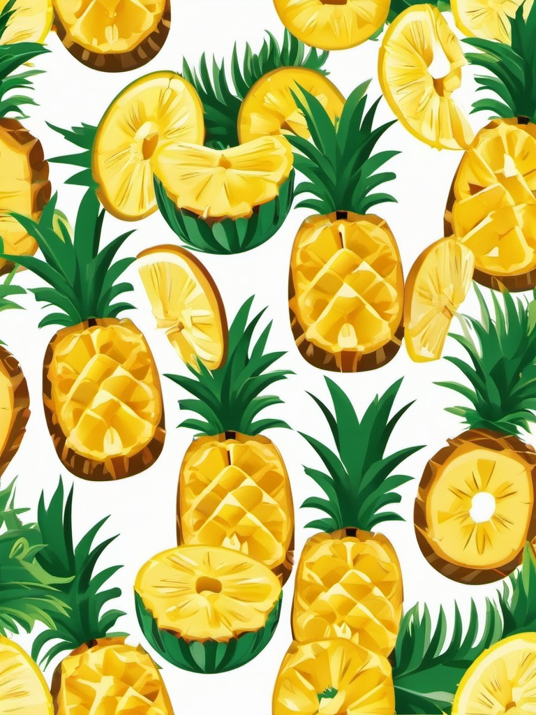 Pineapple Slices on Skewers Clipart - Pineapple slices on skewers for grilling.  color vector clipart, minimal style