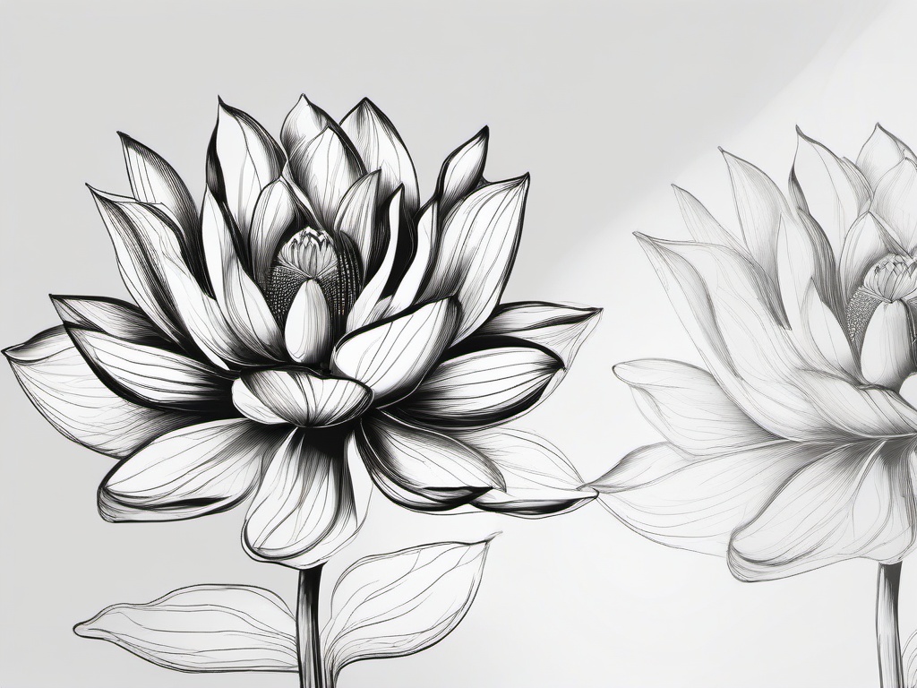 sketch of lotus flower  minimal rough sketch scribbles,doodles,black and white