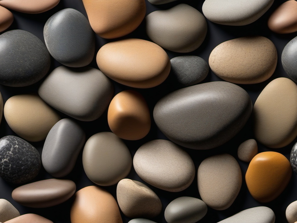 Rocks resembling river pebbles with a natural, matte finish top view, product photoshoot realistic background, hyper detail, high resolution