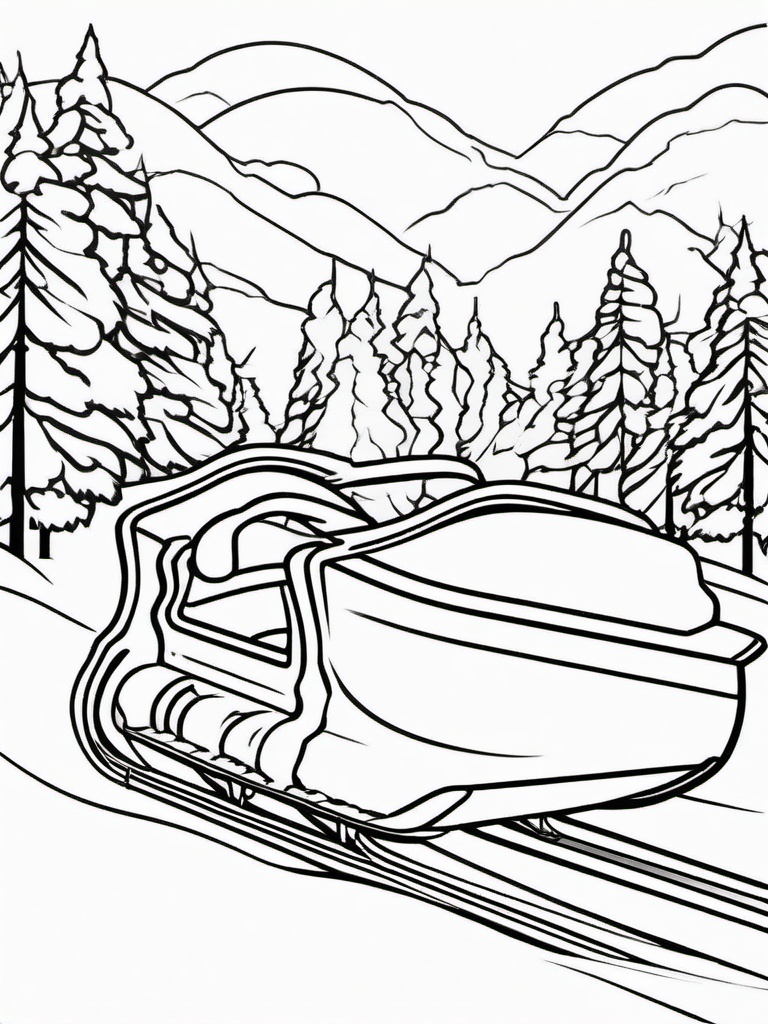 Holiday Sled Coloring Pages - Classic Winter Fun on Snow  minimal black outline printable sheet, coloring page