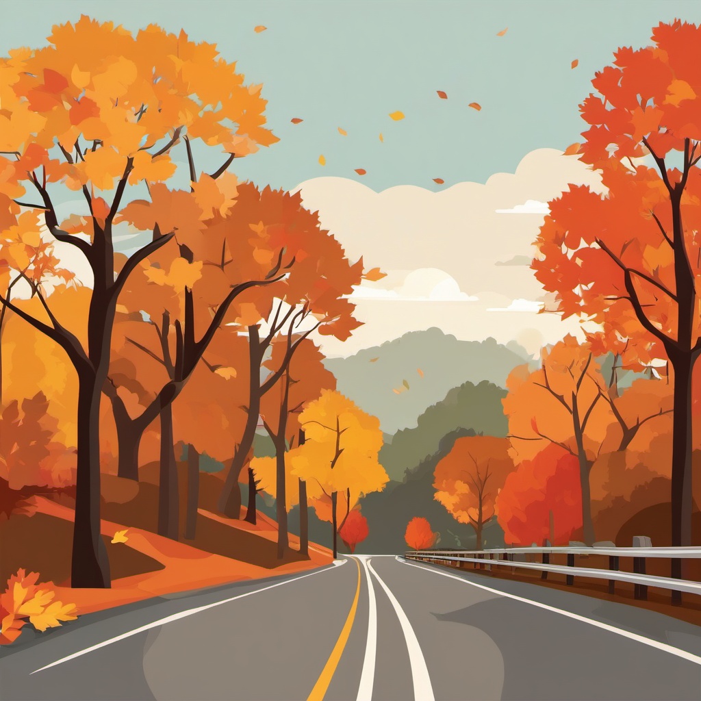 Fall Foliage Drive clipart - Scenic drive through fall foliage, ,vector color clipart,minimal