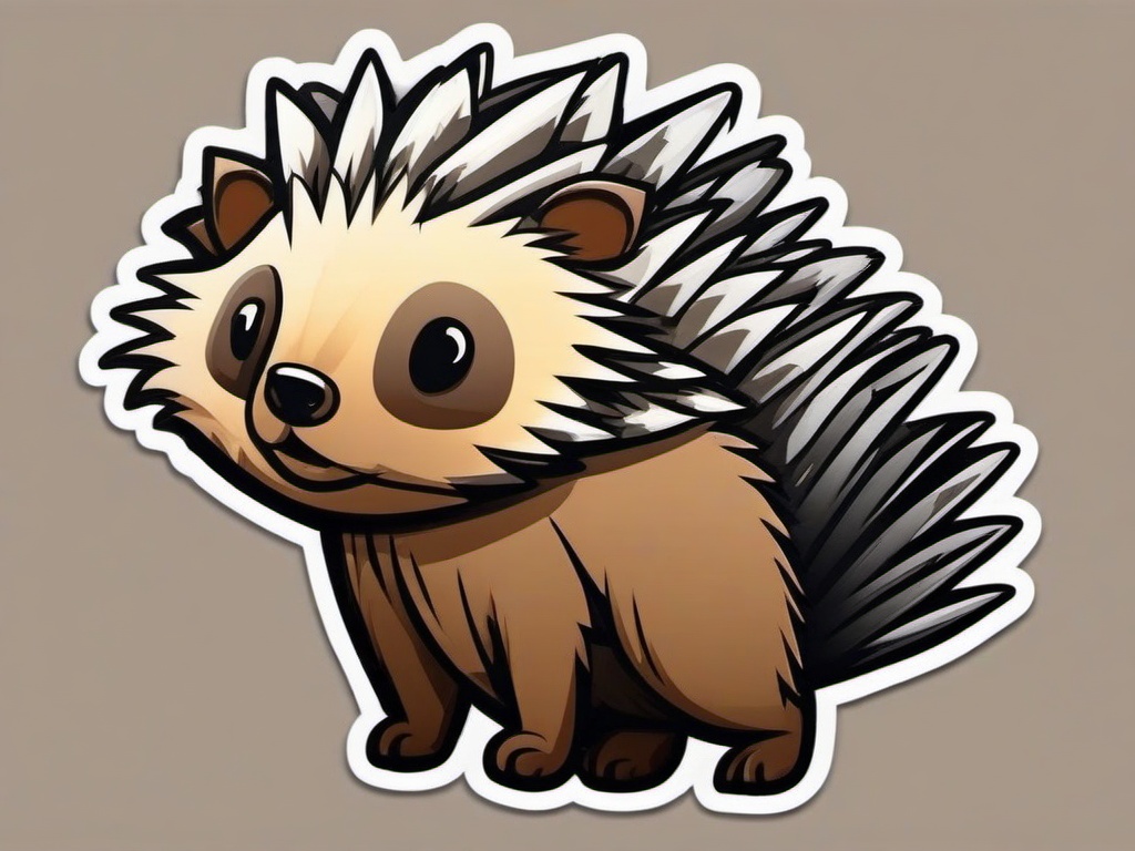 Porcupine cartoon - spiny, forest animal  cartoon sticker style