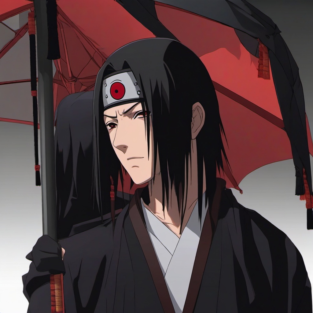 Itachi Uchiha hanging out with the i'm just a guy meme character 