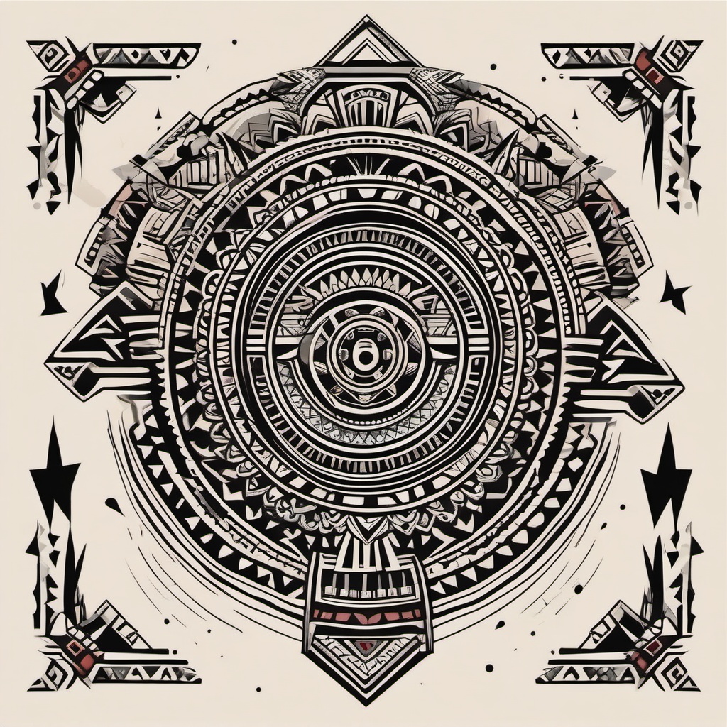 aztec print tattoo  simple vector color tattoo