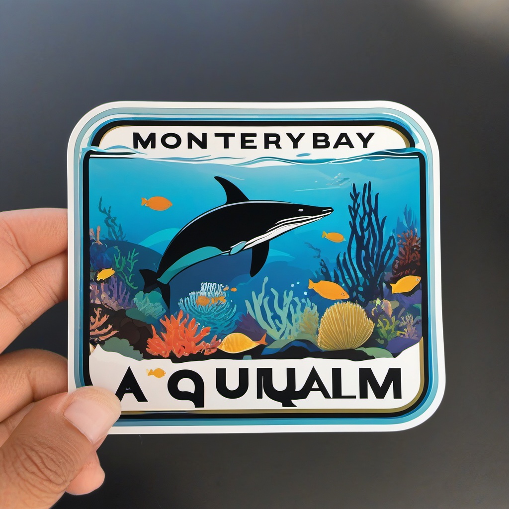 Monterey Bay Aquarium sticker- Renowned aquarium on the California coast, , sticker vector art, minimalist design